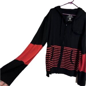 Women’s black & red striped full zip hoodie jacket size XXL by the brand Repair